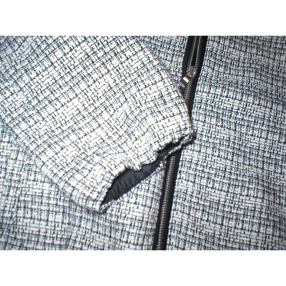 New Womens Large Black White Textured Jacket Express Work School Tweed Look Zip - Picture 5 of 5